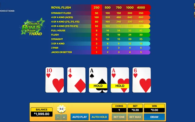 Double Bonus Poker hand, Habanero demo