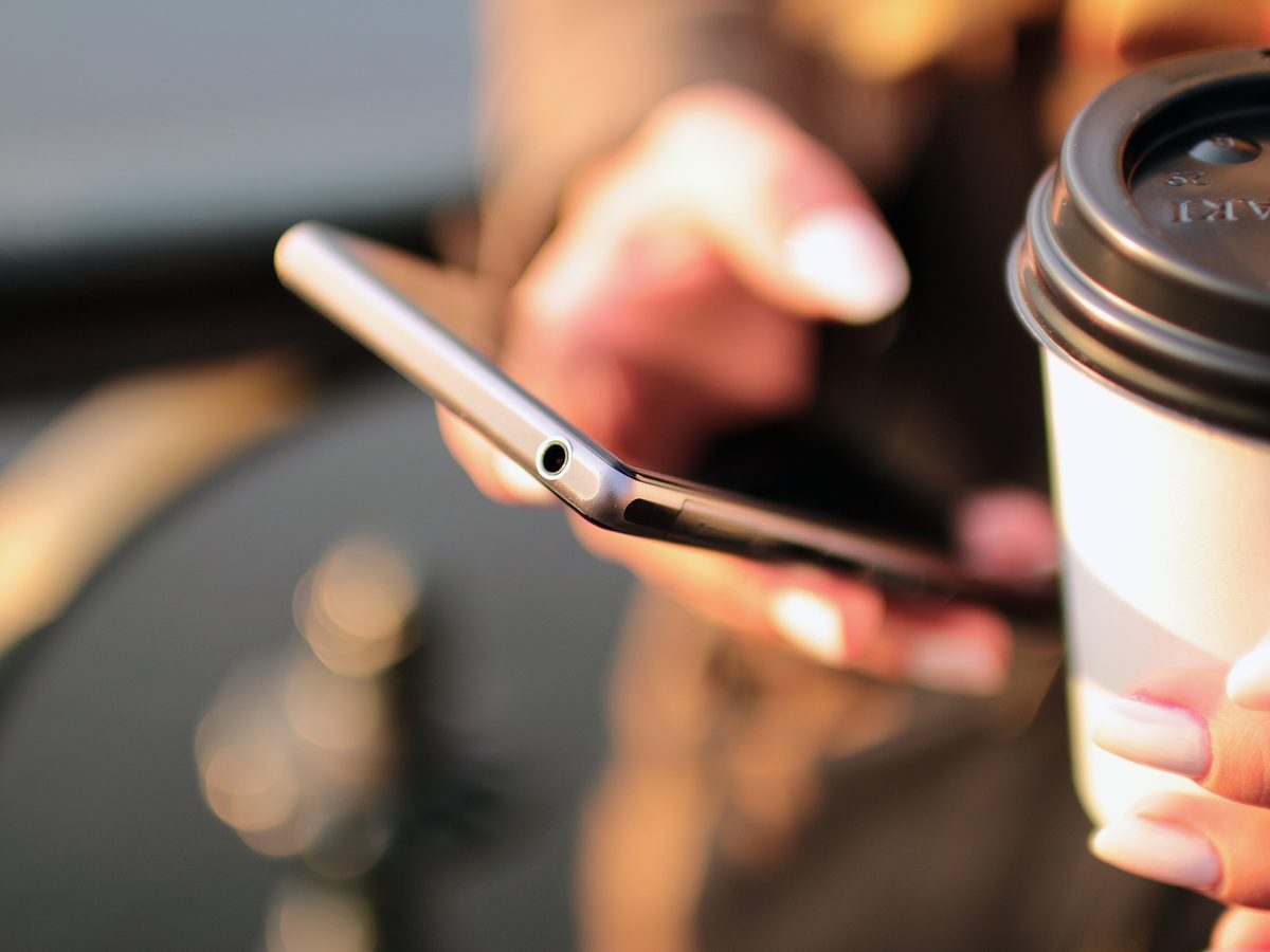 Hand holding a smartphone